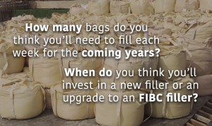 text about FIBC fillers and stacked bulk bags in background